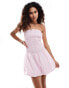 Reclaimed Vintage strapless mini dress with bubble hem in pink stripe Розовый, 40 - фото #1