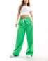 Фото #2 товара ASOS DESIGN pull on trouser with contrast panel in bright green