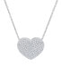 ფოტო #1 პროდუქტის Silver Plated Brass Cubic Zirconia Pave Heart Necklace
