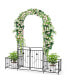 87" Garden Arbor Arched Lockable Gate Top Arbor Trellis with Side Planters