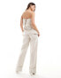 Pretty Lavish linen blend wide leg trouser co-ord in stone