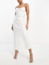 Фото #4 товара Pieces Bride To Be satin slip midi skirt co-ord in white