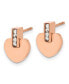 Stainless Steel Polished Rose IP-plated Heart CZ Earrings