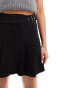 Pimkie buckle detail pleated mini skirt in black