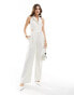 Pretty Lavish linen blend pinstripe jumpsuit in cream