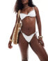 Фото #1 товара Miss Selfridge lace trim tie side bikini bottoms in cream