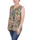 ფოტო #3 პროდუქტის Petite Sleeveless Printed Pintucked Blouse