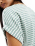 Фото #3 товара ONLY soft round neck t-shirt in sage & white stripe