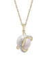 Фото #1 товара Macy's cultured Freshwater Pearl with Diamond Crossed Pendant in 14K Yellow Gold