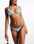 Miss Selfridge frill detail bikini top in blue floral 44 - фото #8