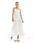 Vila Petite Bridal satin cami maxi dress with stitch detail hem in white