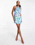 Фото #4 товара ASOS DESIGN Petite halter embellished mini dress with swirl design