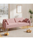 70.47" Pink Fabric Double Sofa With Split Backrest And Two Throw Pillows