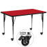 Фото #1 товара Mobile 30''W X 72''L Rectangular Red Hp Laminate Activity Table - Standard Height Adjustable Legs