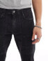 DTT stretch slim fit contrast panel jeans in washed black