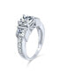3CT AAA CZ Three Stone Past Present Future Cubic Zirconia Promise Rectangle Square Brilliant Princess Cut Engagement Ring Sterling Silver
