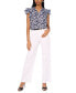 ფოტო #3 პროდუქტის Women's Printed Tie-V-Neck Flutter-Sleeve Top