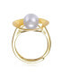 ფოტო #4 პროდუქტის Sterling Silver 14K Gold Plated with Genuine Freshwater Pearl Geometric Ring