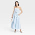 Фото #2 товара Women's Belted Midi Bandeau Dress - A New Day Blue/White Striped 6