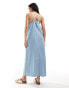 Vero Moda square neck chambray maxi dress in light blue denim Синий, XL - EU 42 - фото #4