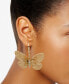 ფოტო #2 პროდუქტის Gold-Tone Pavé Butterfly Drop Earrings