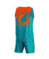Фото #4 товара Men's Aqua Miami Dolphins Colorblock Mesh V-Neck and Shorts Set