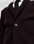 Фото #5 товара ASOS DESIGN slim wool mix suit jacket in herringbone in burgundy