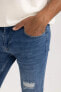 Фото #4 товара Carlo Skinny Fit Ekstra Dar Kalıp Normal Bel Ekstra Dar Paça Yırtık Detaylı Jean Pantolon