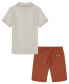 ფოტო #2 პროდუქტის Toddler Boys Herringbone Short Sleeve Polo Shirt and Twill Shorts, 2 Piece Set
