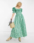 Фото #6 товара Reclaimed Vintage inspired puff sleeve midi dress in green floral