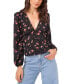 Фото #8 товара Women's Floral V-Neck Button Front Long-Sleeve Blouse