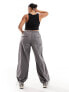 ONLY Curve mid rise parachute trousers in grey