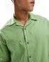 ASOS DESIGN boxy oversized linen blend shirt with revere collar in green grün, XS - Chest 36 - фото #5