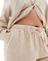 ONLY Curve linen mix pull on trousers co-ord in beige