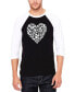 Men's Paw Prints Heart Raglan Baseball Word Art T-shirt