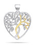 Beautiful silver bicolor pendant with zircons Heart PT81WY