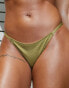 Фото #6 товара Wolf & Whistle x Malaika Terry Exclusive mix and match high leg tanga bikini bottom in khaki crinkle