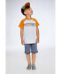 Boy Organic Cotton Raglan T-Shirt Light Gray Mix And Orange - Toddler|Child