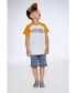 ფოტო #3 პროდუქტის Boy Organic Cotton Raglan T-Shirt Light Gray Mix And Orange - Toddler|Child