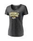 ფოტო #3 პროდუქტის Women's Heather Charcoal Los Angeles Rams Super Bowl LVI Champions Schedule V-Neck T-shirt