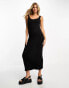 Pieces scoop neck maxi dress in black