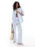 Фото #7 товара 4th & Reckless delphi wide stripe beach shirt co-ord in blue and white