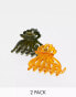 Фото #1 товара DesignB London pack of hair claws in green and yellow