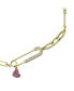 ფოტო #2 პროდუქტის Gigi Girl Kid's/Young Teen 14k Gold Plated with Pink & Cubic Zirconia Safety Pin Dangle Heart Charm Adjustable Bracelet