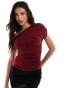 Фото #1 товара Kaiia slinky off shoulder top in burgundy