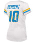 ფოტო #2 პროდუქტის Women's Justin Herbert White Los Angeles Chargers Name Number V-Neck T-shirt