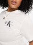 Фото #3 товара Calvin Klein Jeans Plus 2 pack monogram logo slim fit t-shirt in white