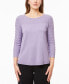 ფოტო #1 პროდუქტის Women's Wave-Knit Scoop Neck 3/4-Sleeve Sweater