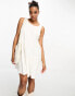 ASOS DESIGN textured godet chuck on playsuit in ivory