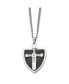Black IP-plated CZ Cross Shield Pendant Curb Chain Necklace